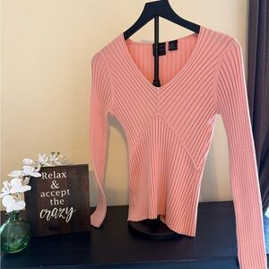 Tailor B. Moss Pink Asymmetrical Ribbed Blouse
